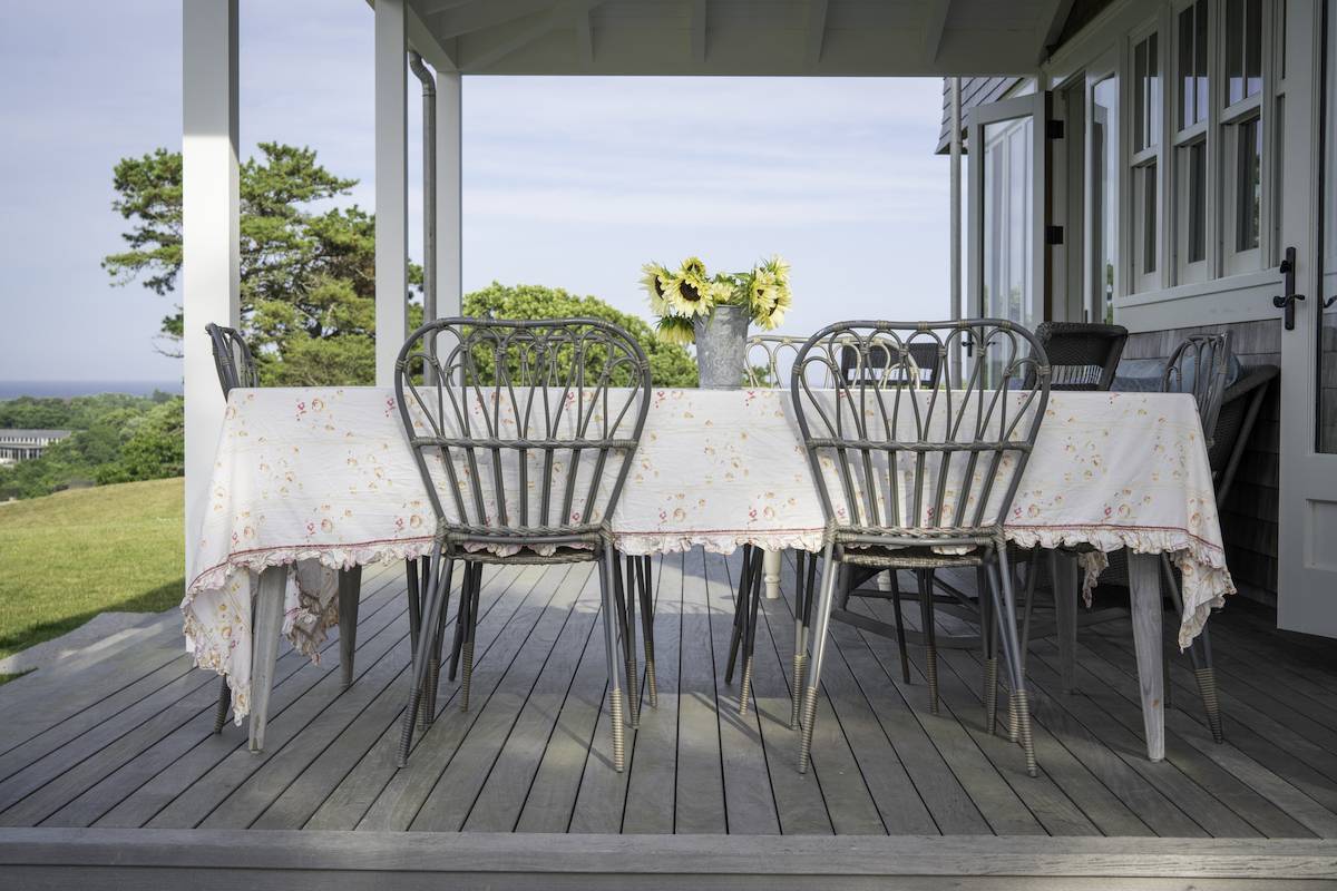 Outdoor dining area with chairs