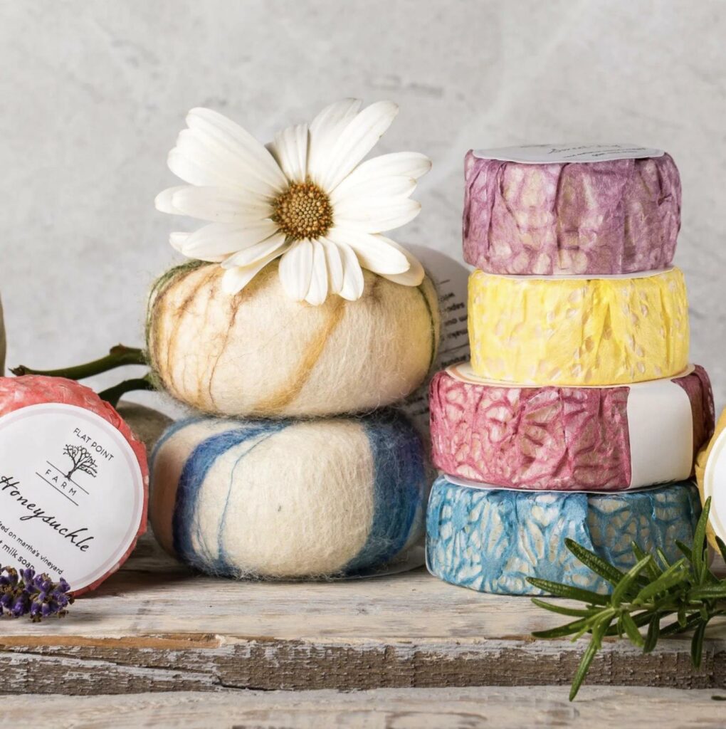 a display of colorfully wrapped soaps