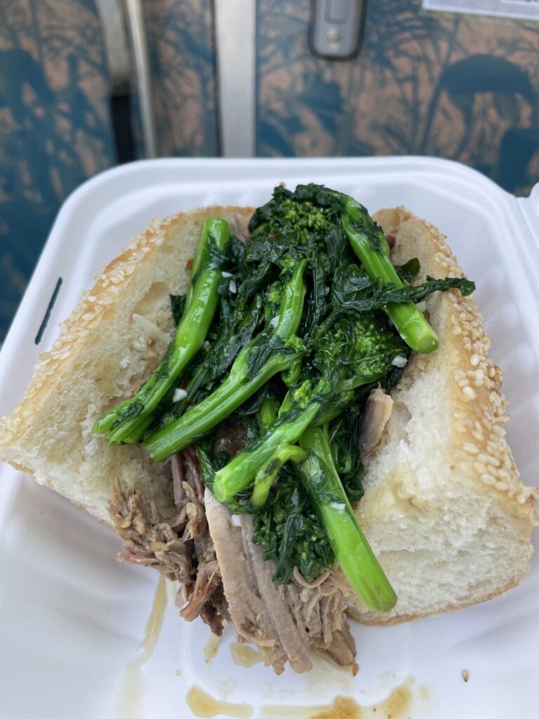 bok choy sandwich in take out container